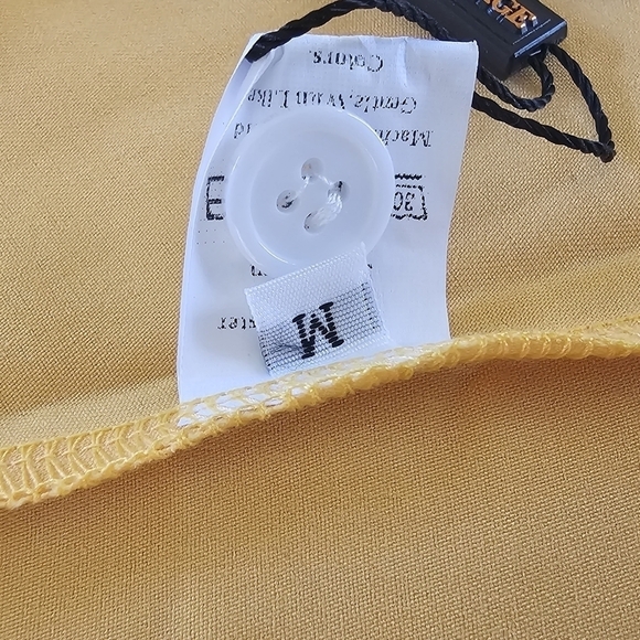 NWT Retro Stage Yellow Flutter Sleeve Princess Seam Button Down Bow Blouse Sz M - Picture 10 of 12